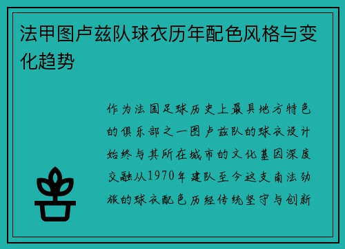 法甲图卢兹队球衣历年配色风格与变化趋势